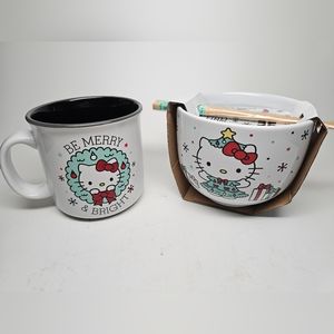 NEW Hello Kitty Christmas Ramen Bowl and Mug Set of 2